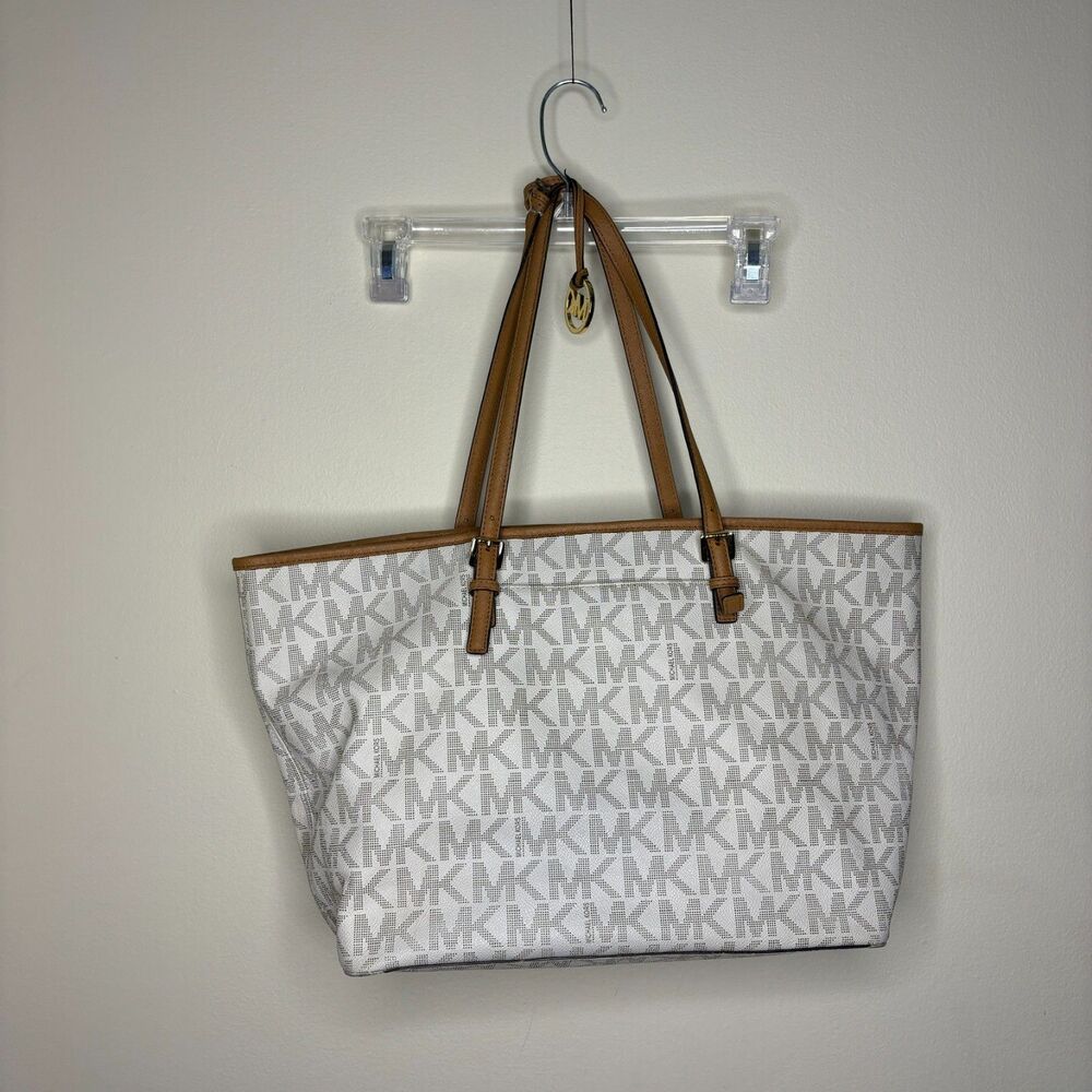 Large Michael Kors Jet Set Monogram MK Logo Bag Tote Baby Diaper Satchel Handbag